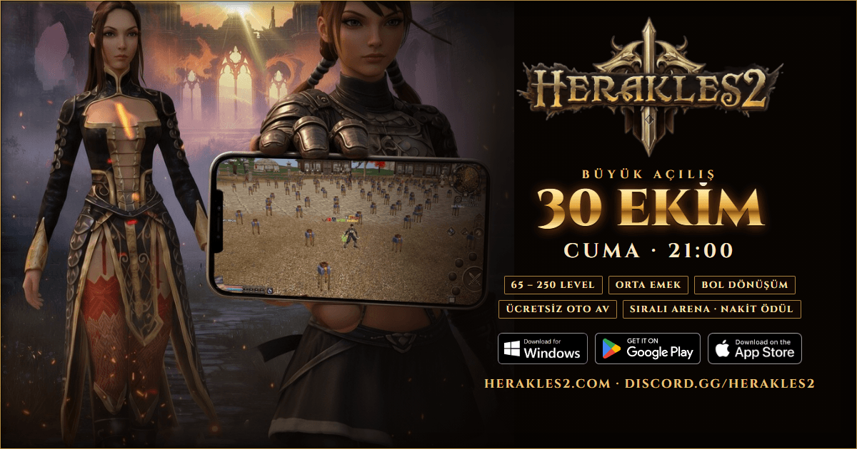 Herakles MT2 | 65-250 TL Ödüllü · BattlePass · Mobil · Hile Koruması sunucu görseli